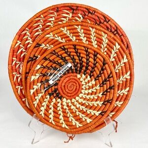 NWOT Woven Coil Raffia Charger Placemat Set (3)/Wall Hangings